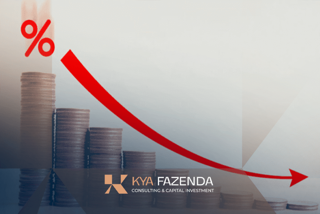 Gráfico representando a descida da inflação em Angola em 2025, simbolizando estabilidade económica e confiança do mercado.